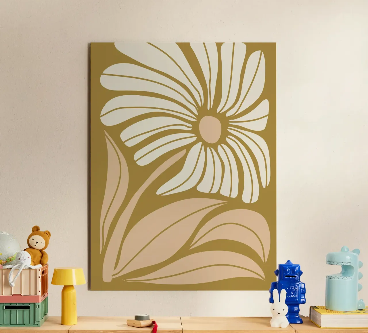 Fleur rétro - art naturel abstrait dans les tons de terre panneau forex de Whole©