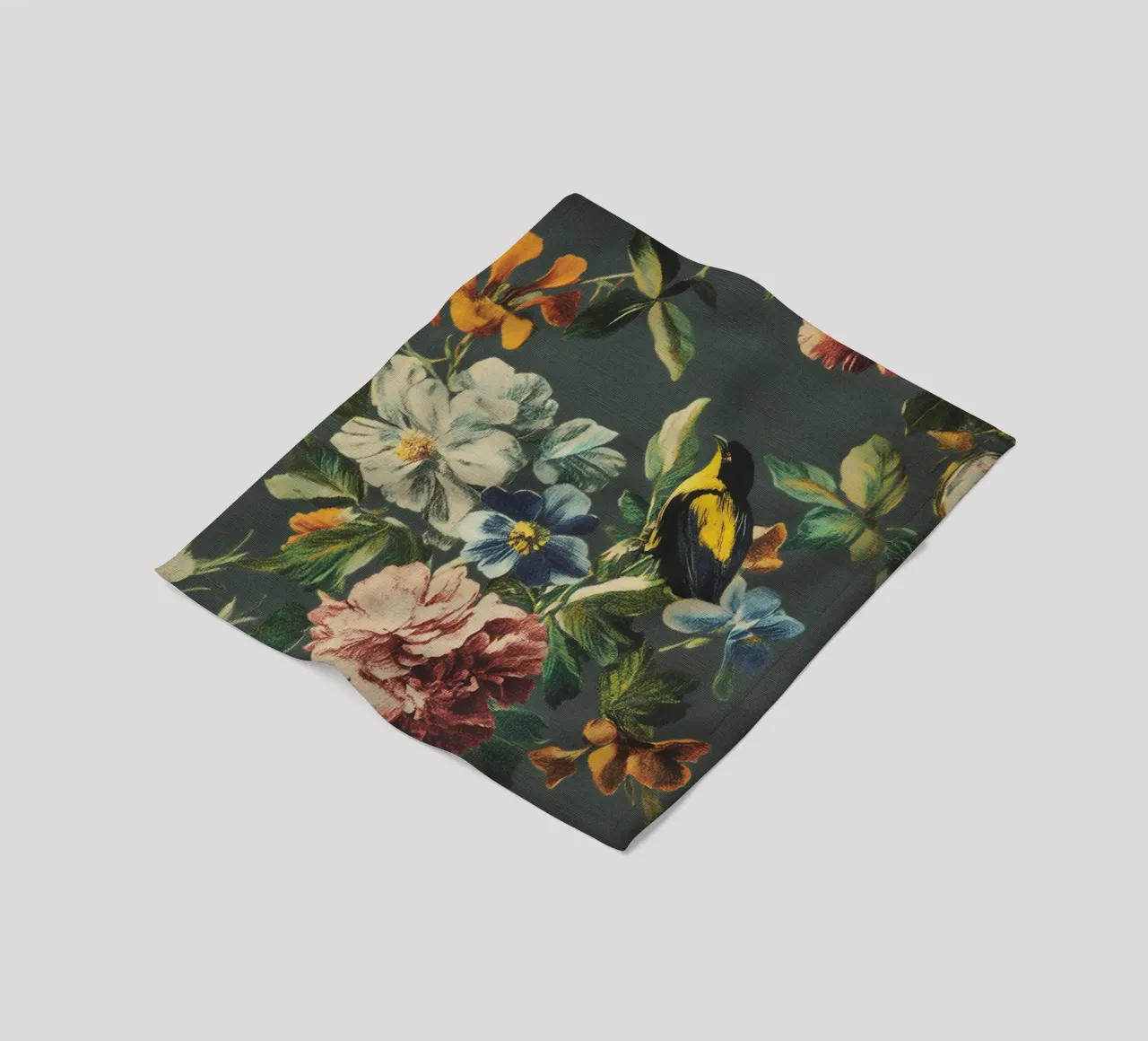 Fiori rinascimentali con uccello coperta in pile da Carinaprint