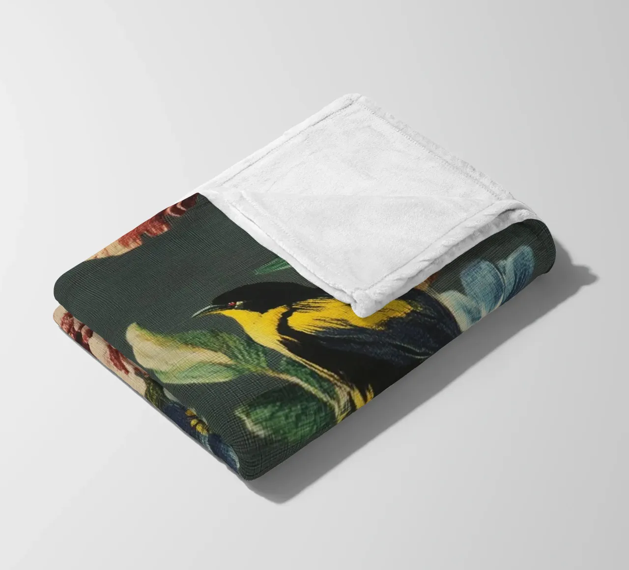 Fiori rinascimentali con uccello coperta in pile da Carinaprint