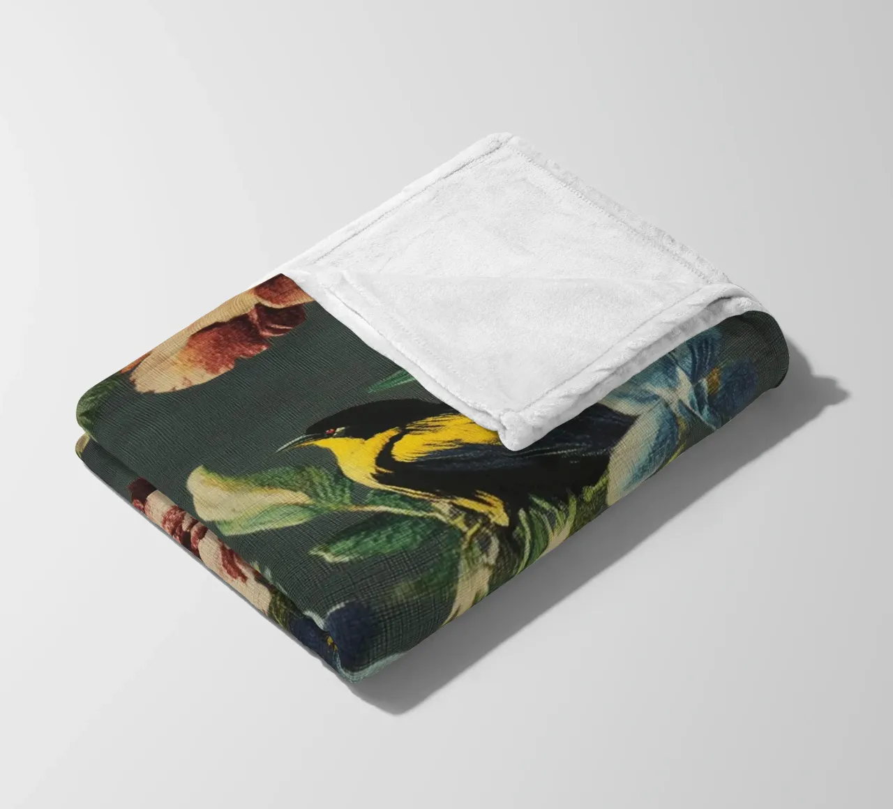 Fiori rinascimentali con uccello coperta in pile da Carinaprint