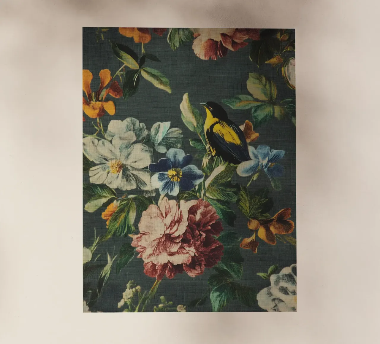 Fiori rinascimentali con uccello pellicola backlit da Carinaprint