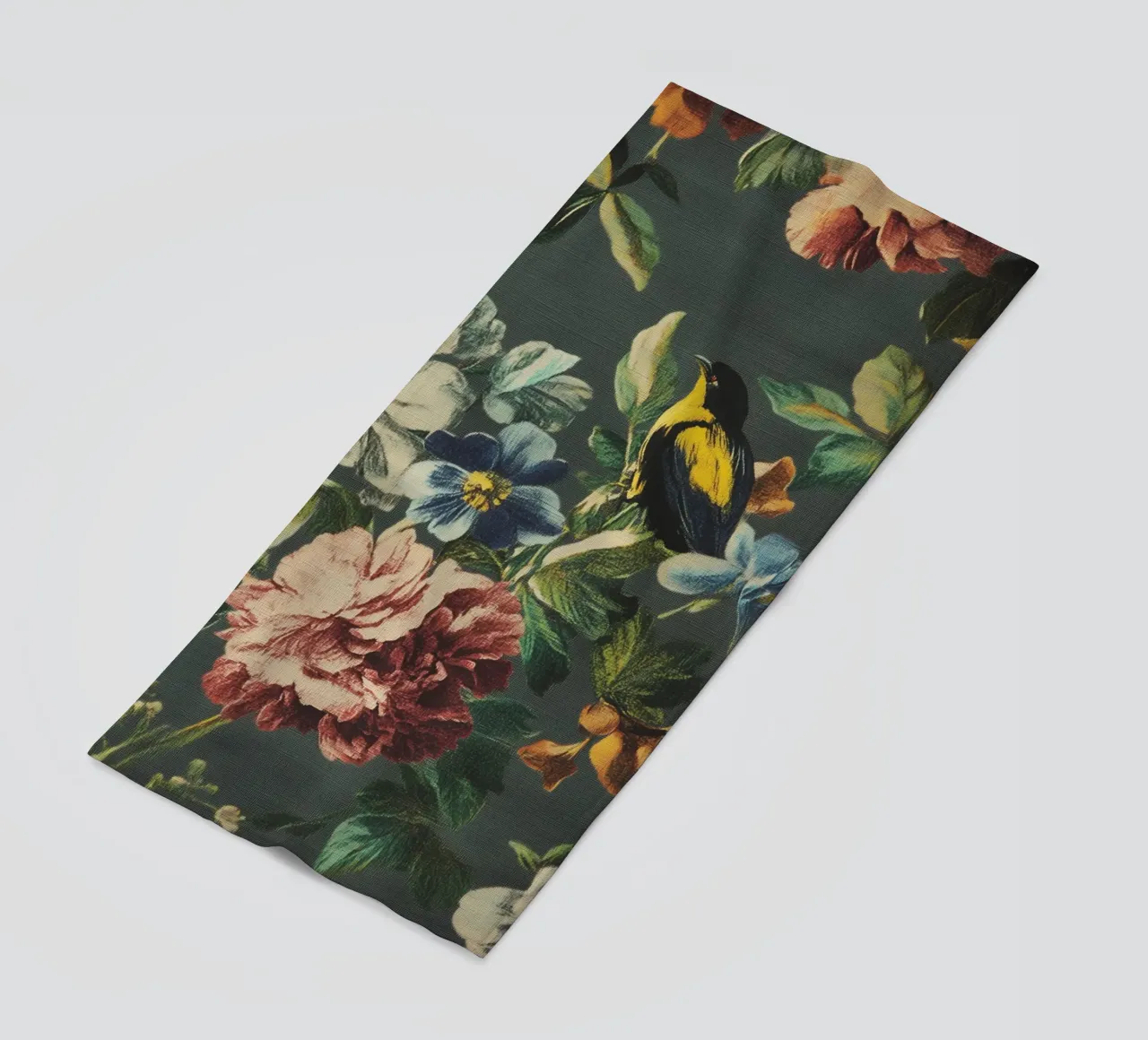 Fiori rinascimentali con uccello telo mare da Carinaprint