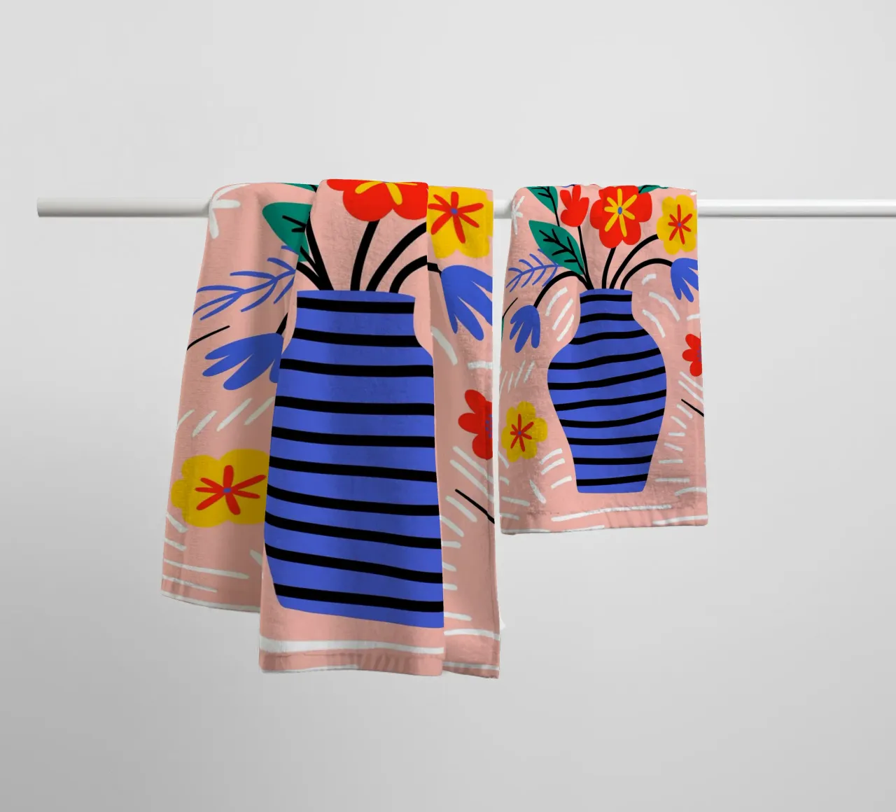 Fleurs abstraites - Illustration de la nature colorée Moderne serviette de bain de Whole©