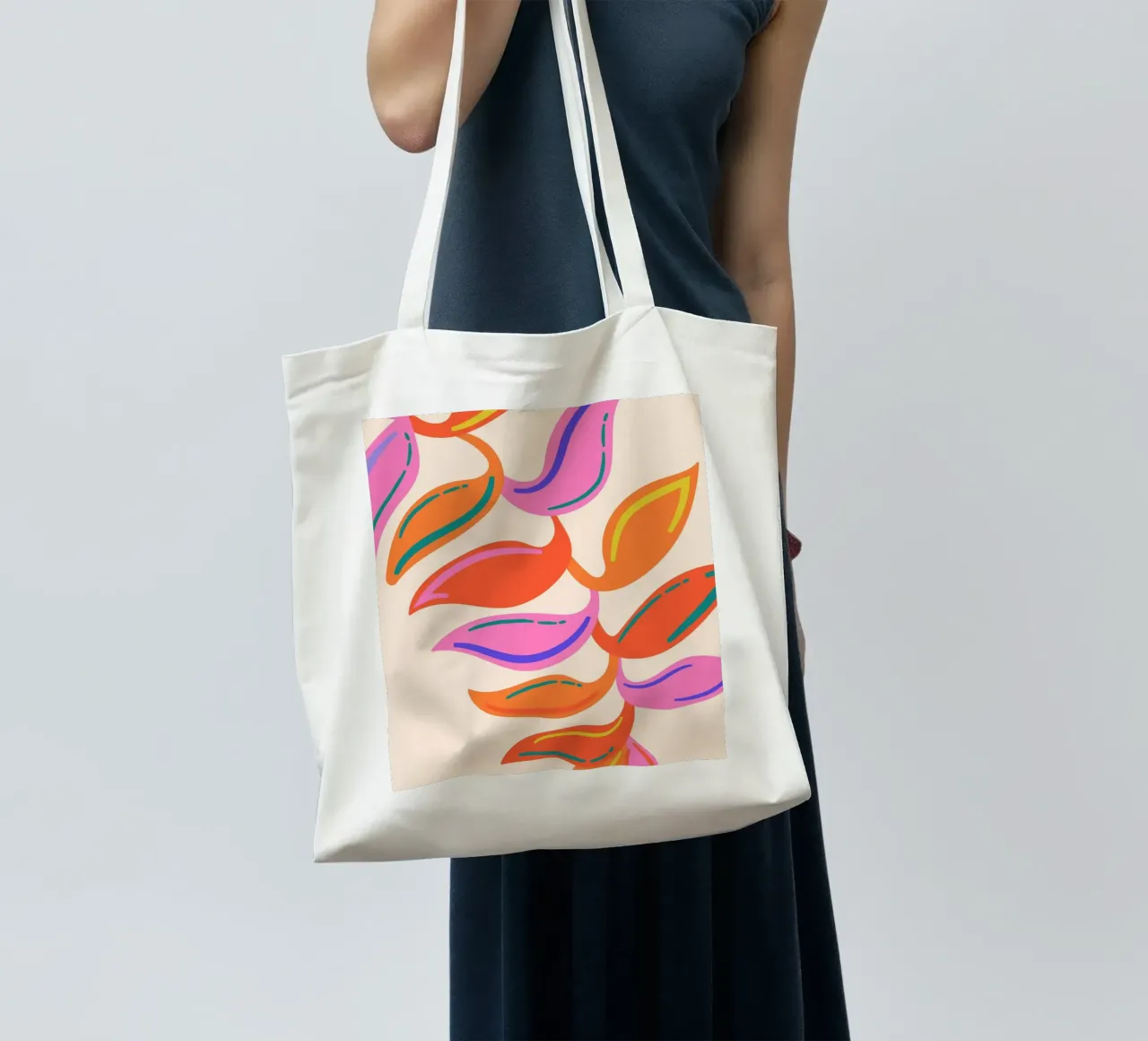 Foglie astratte - Occhiali dal design moderno e colorato borsa in juta da Whole©