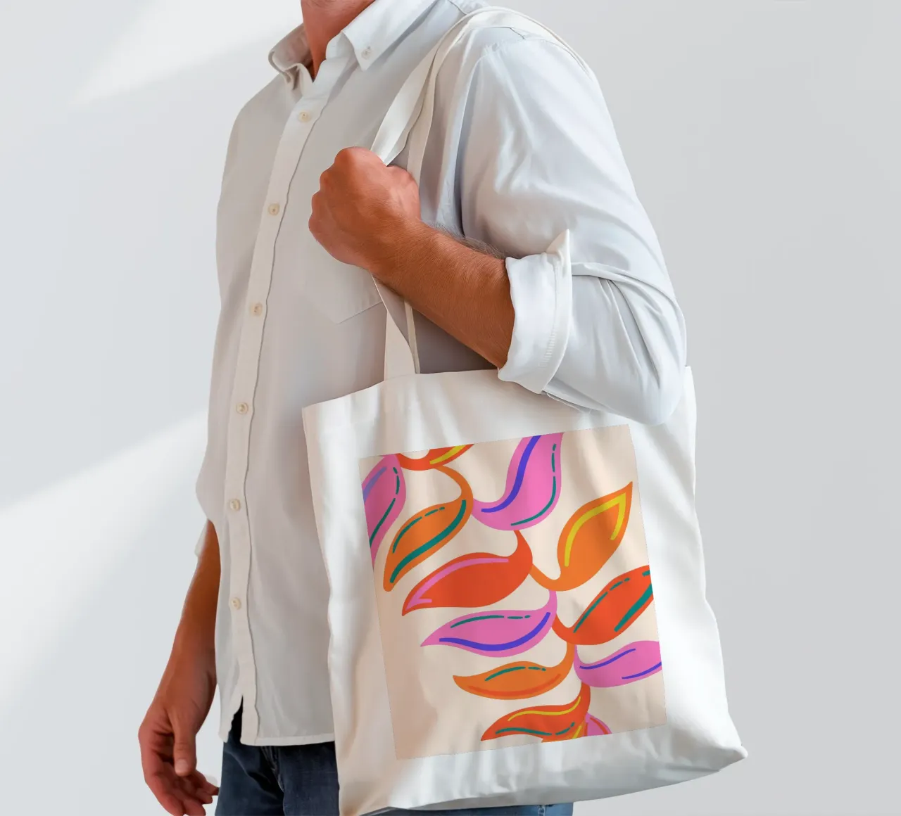 Foglie astratte - Occhiali dal design moderno e colorato borsa in juta da Whole©