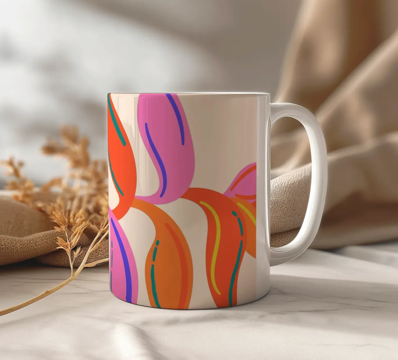 Foglie astratte - Occhiali dal design moderno e colorato tazza in ceramica da Whole©