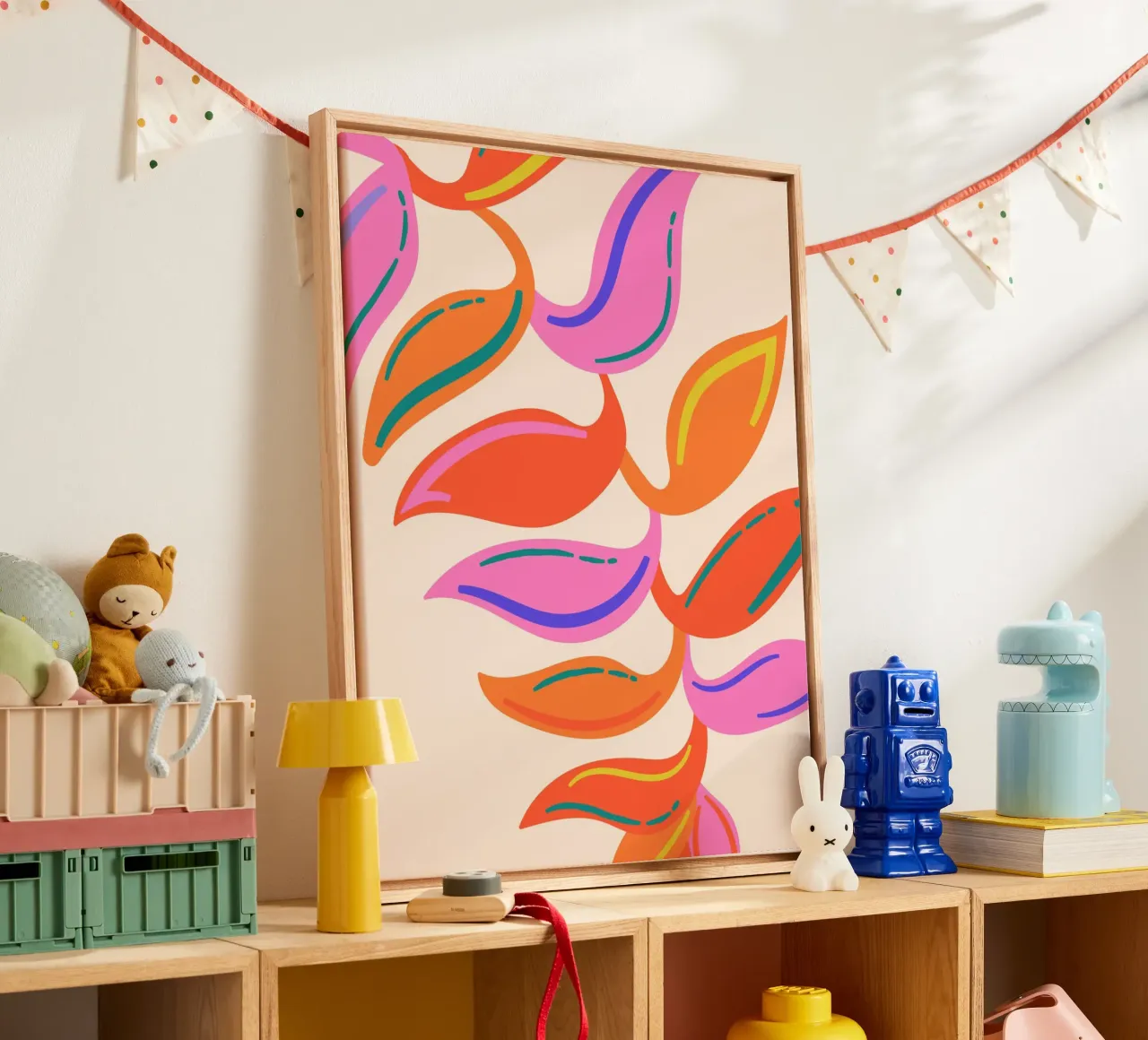 Abstract leaves - Modern colour spectacle design canvas by Whole©