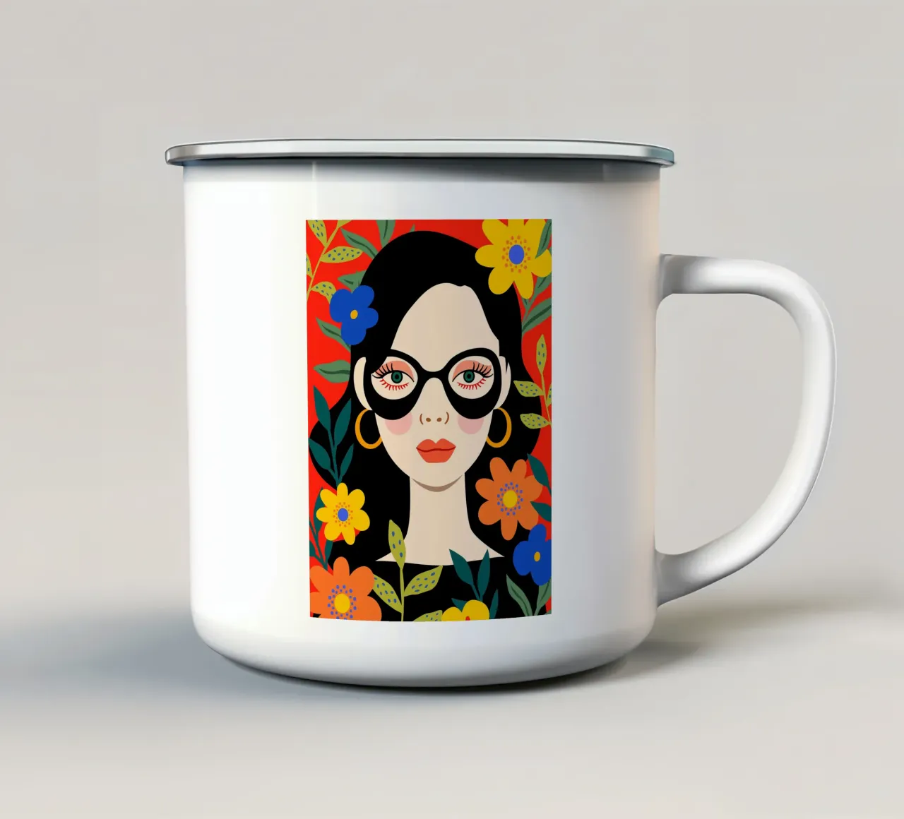 Ritratto moderno - Fiori Donna Illustrazione tazza in smalto da Whole©