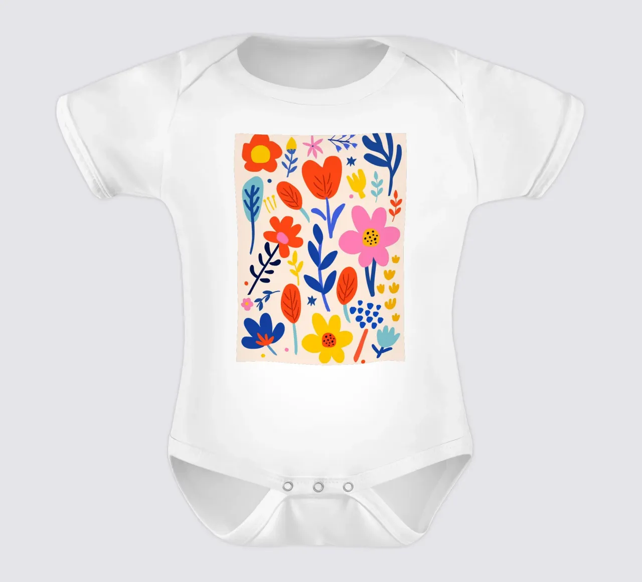 Kleurrijke verscheidenheid aan bloemen - speelse bloemsierkunst babyrompertje korte mouwen van Whole©