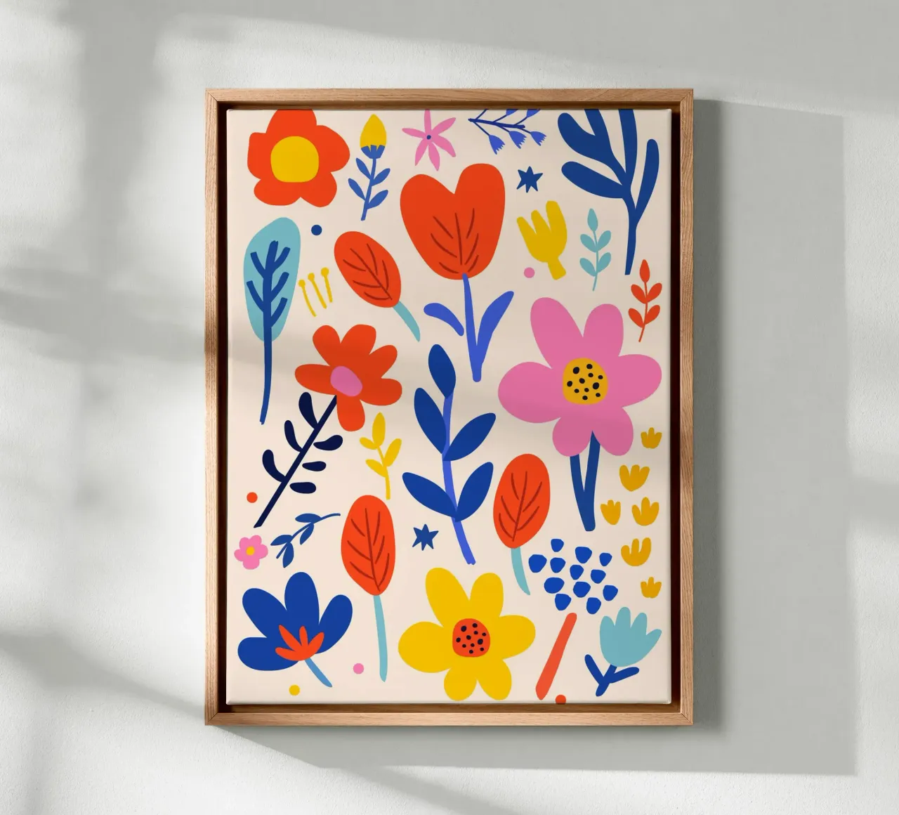 Kleurrijke verscheidenheid aan bloemen - speelse bloemsierkunst canvas met Baklijst van Whole©