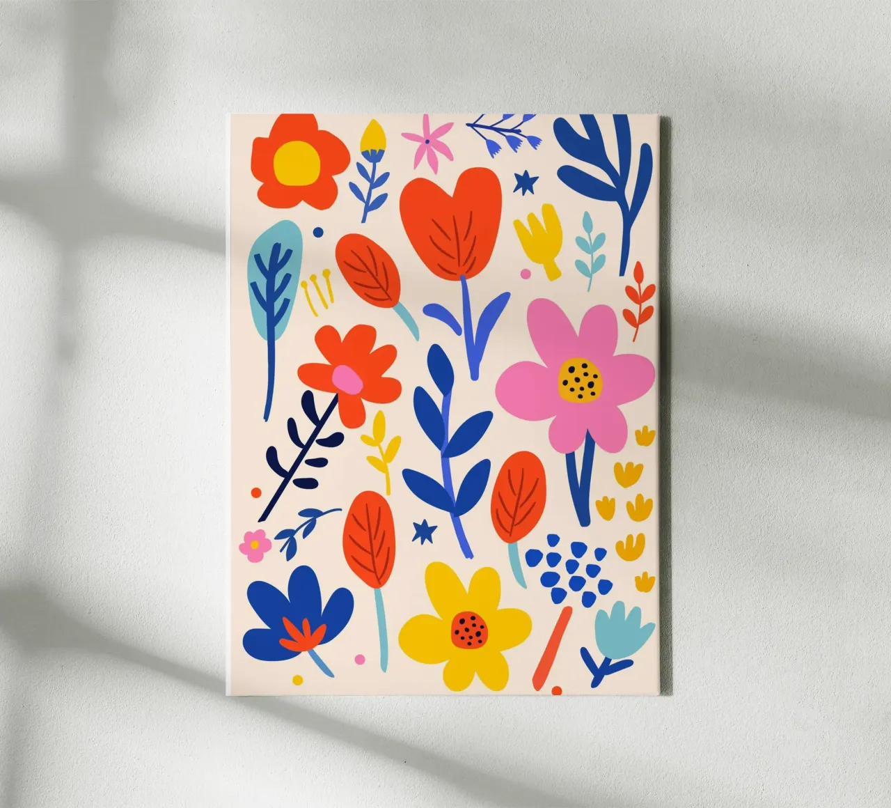 Kleurrijke verscheidenheid aan bloemen - speelse bloemsierkunst canvas met Baklijst van Whole©