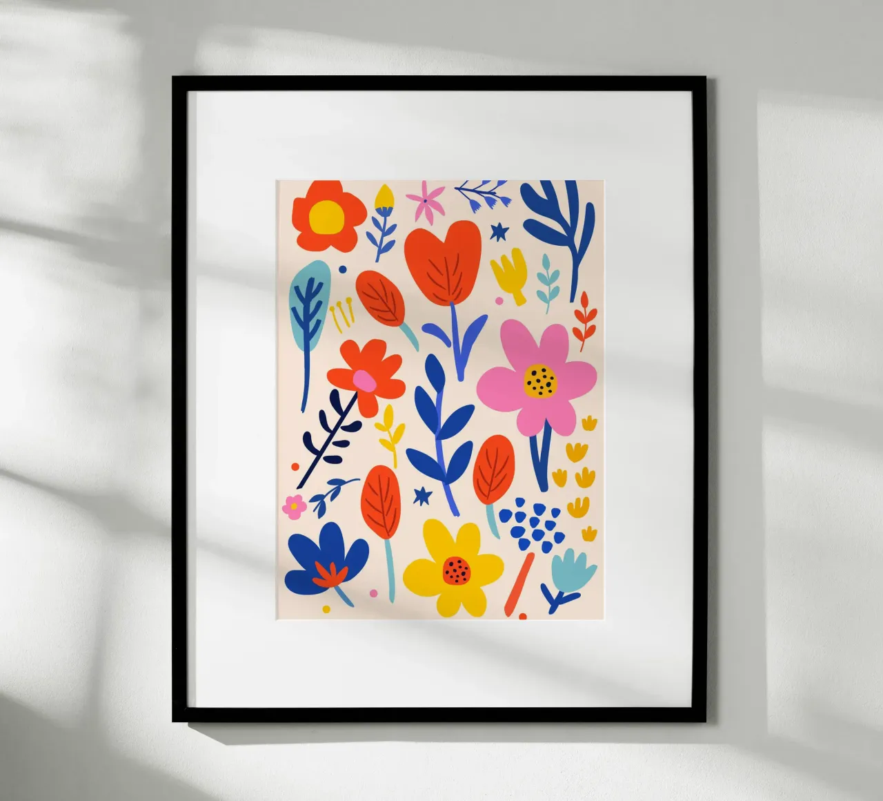 Kleurrijke verscheidenheid aan bloemen - speelse bloemsierkunst poster met kunststof frame van Whole©