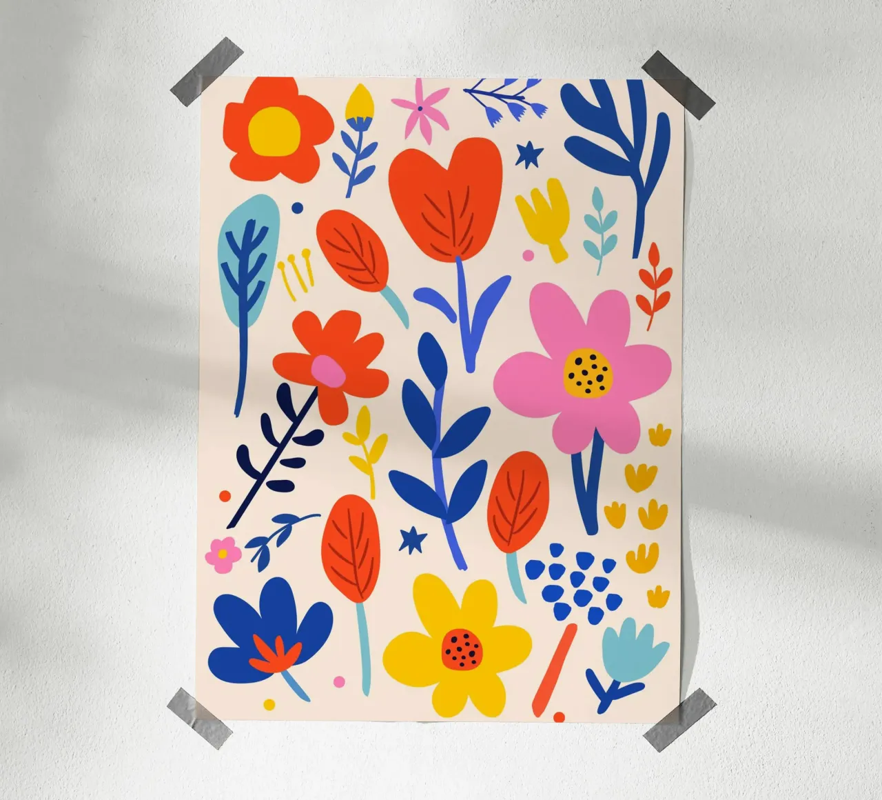Kleurrijke verscheidenheid aan bloemen - speelse bloemsierkunst poster met kunststof frame van Whole©