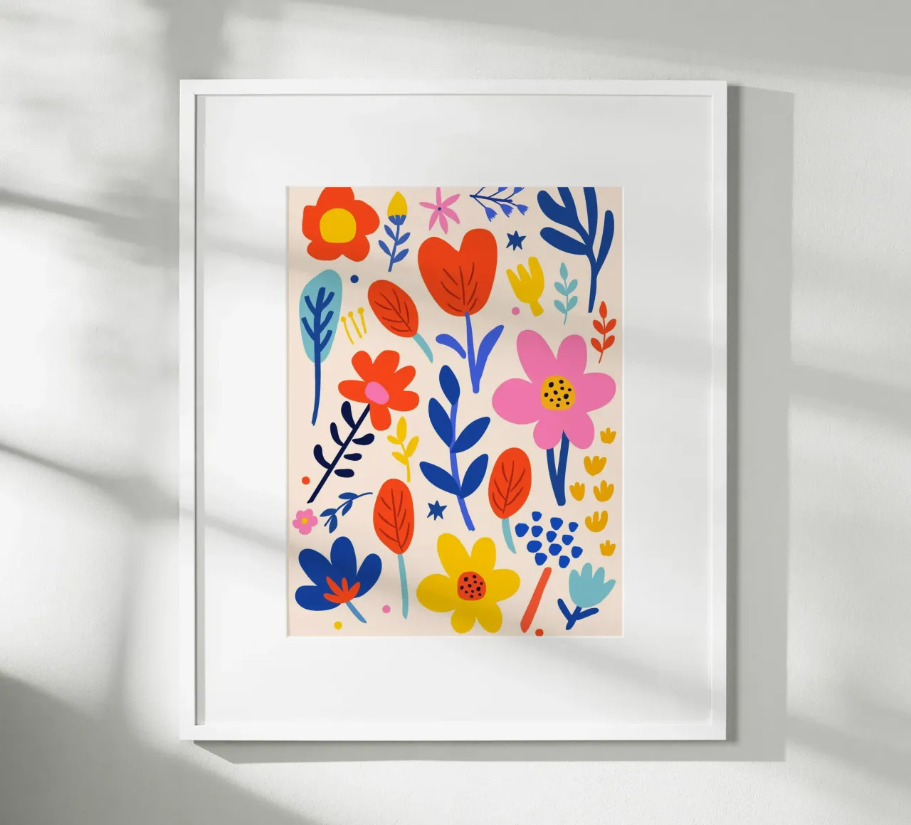 Kleurrijke verscheidenheid aan bloemen - speelse bloemsierkunst poster met kunststof frame van Whole©