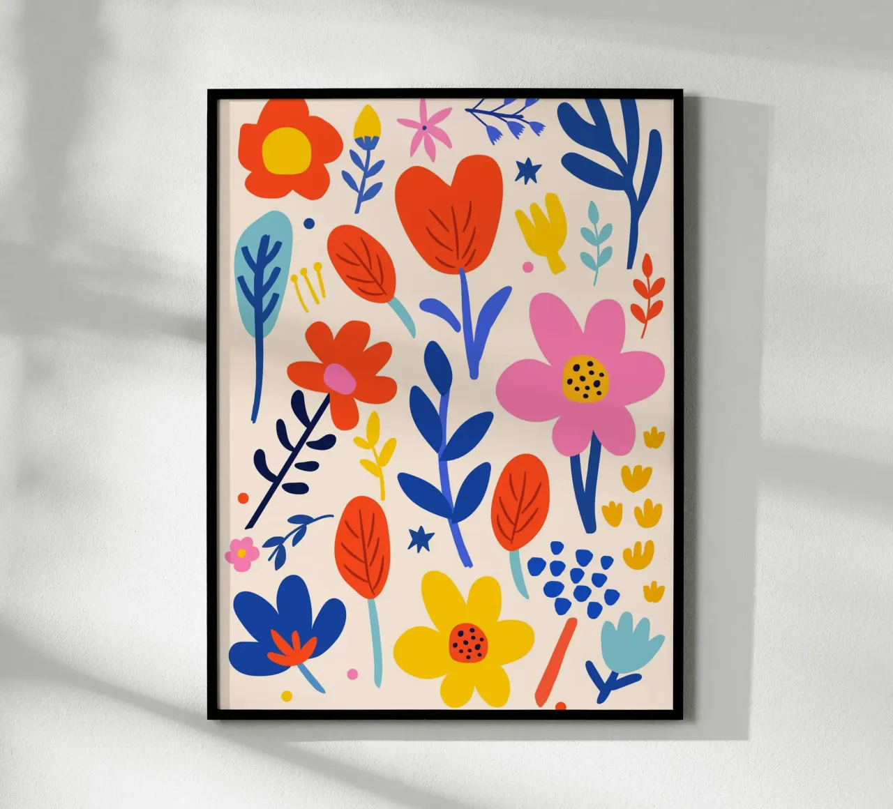Kleurrijke verscheidenheid aan bloemen - speelse bloemsierkunst poster met kunststof frame van Whole©