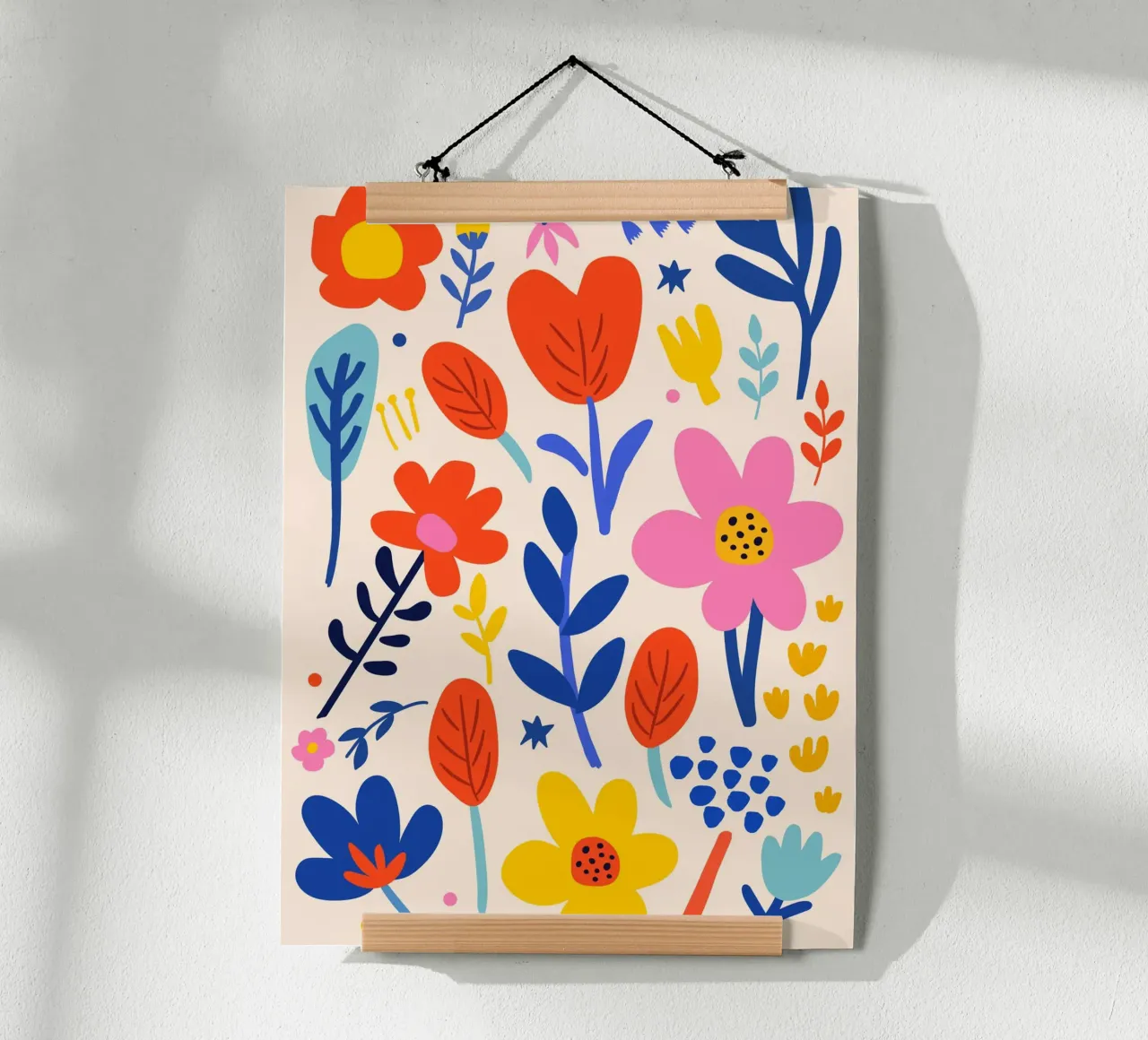Kleurrijke verscheidenheid aan bloemen - speelse bloemsierkunst poster met kunststof frame van Whole©