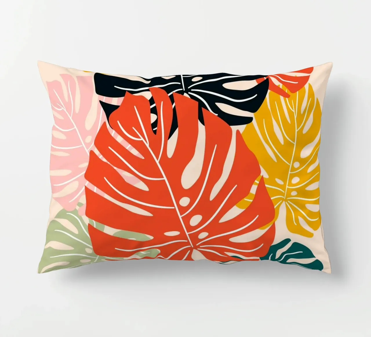 Foglie di monstera tropicale - Moderno e colorato cuscino da Whole©
