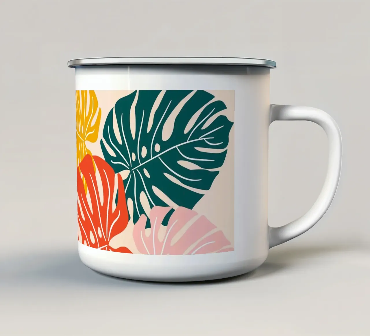 Foglie di monstera tropicale - Moderno e colorato tazza in smalto da Whole©