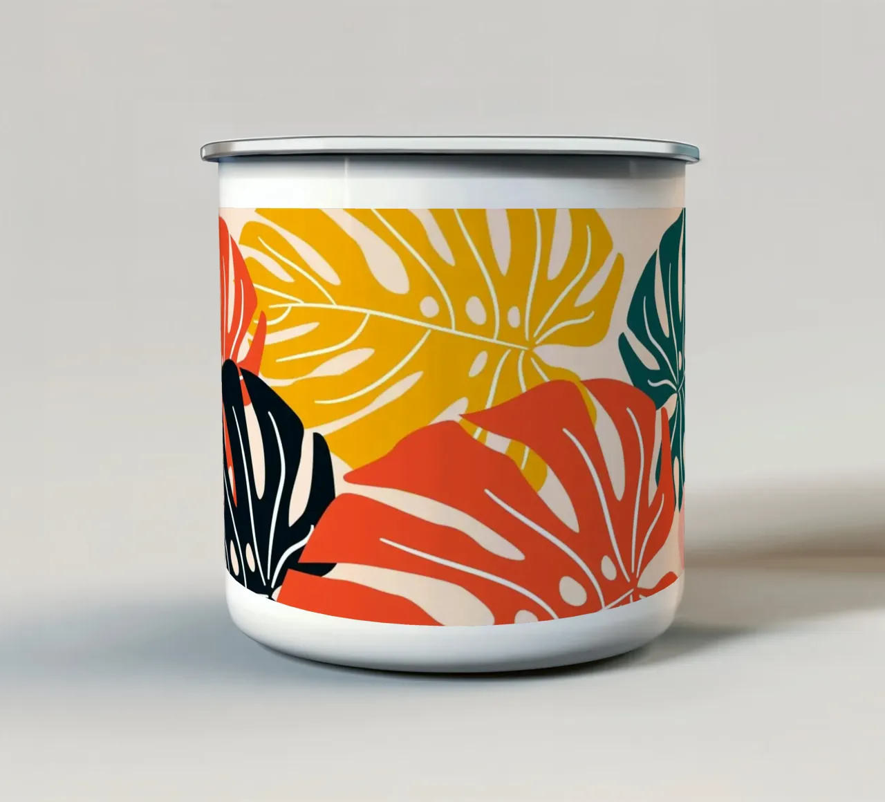 Foglie di monstera tropicale - Moderno e colorato tazza in smalto da Whole©