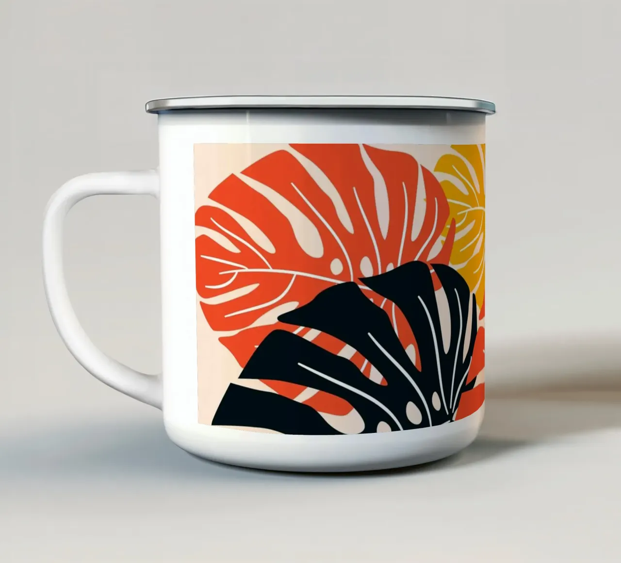 Foglie di monstera tropicale - Moderno e colorato tazza in smalto da Whole©