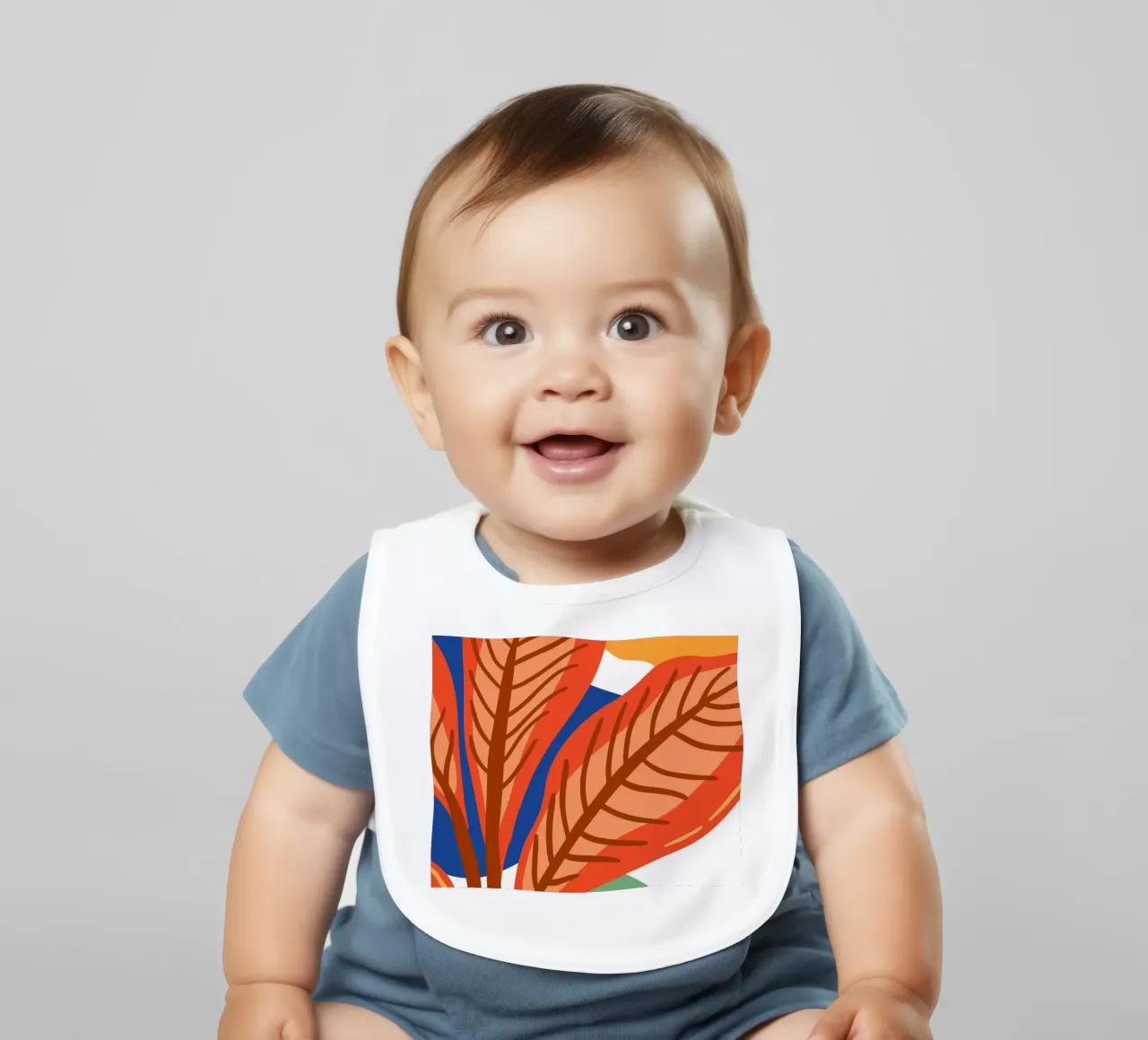 Abstract leaf pattern - Tropical elegance baby bib by Whole©