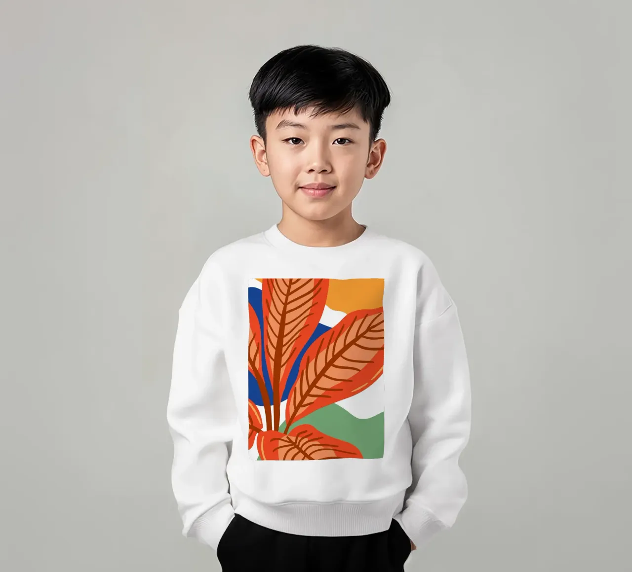 Abstract leaf pattern - Tropical elegance kids sweatshirt by Whole©