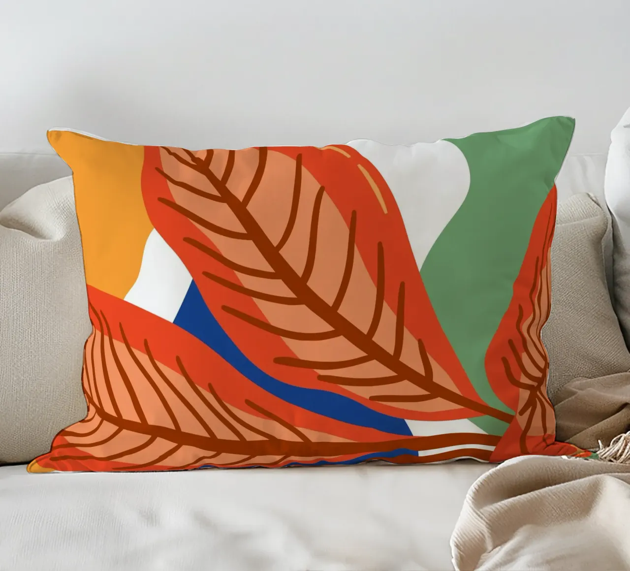 Abstract leaf pattern - Tropical elegance decorative cushion by Whole©