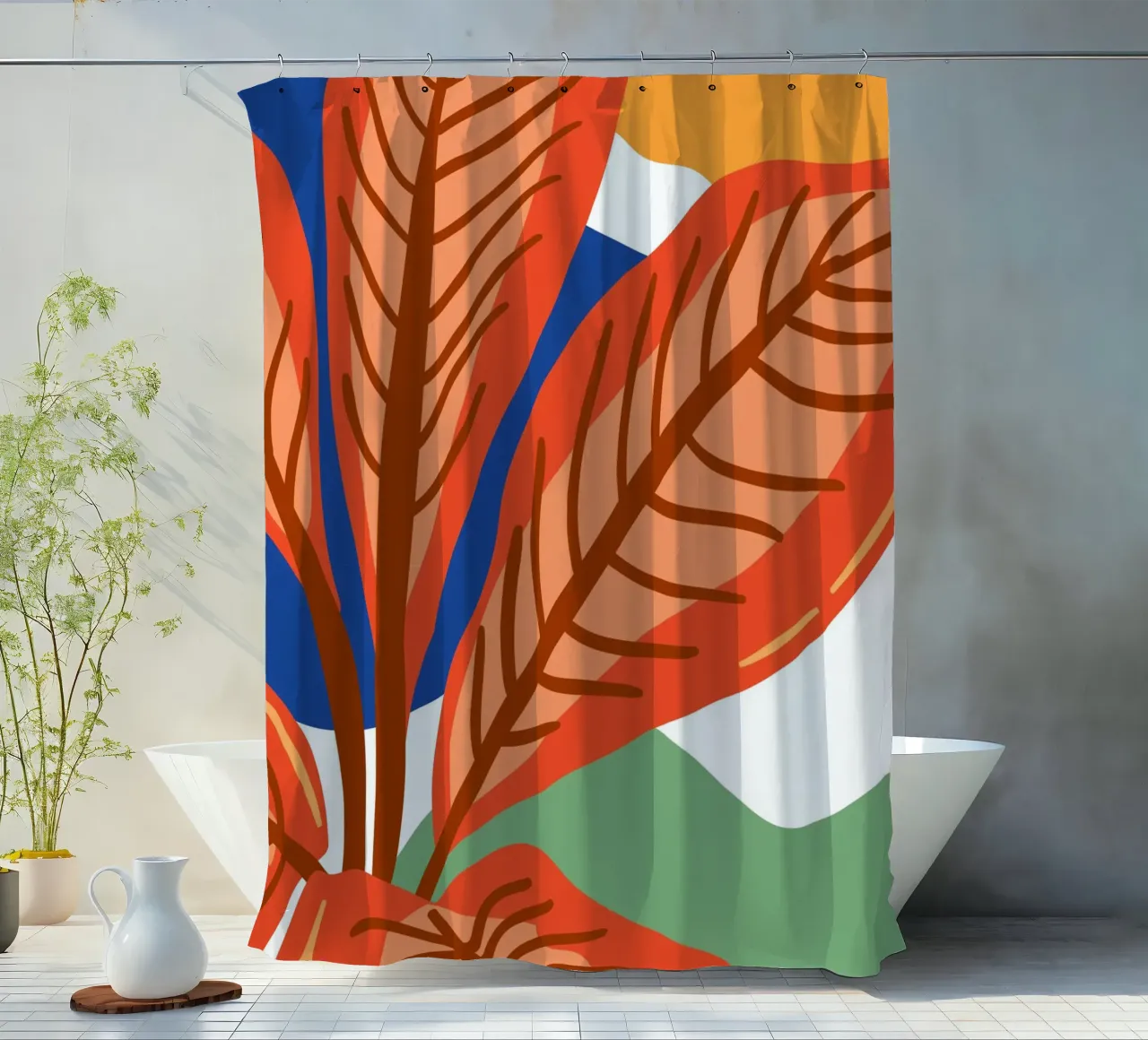Abstract leaf pattern - Tropical elegance shower curtain by Whole©