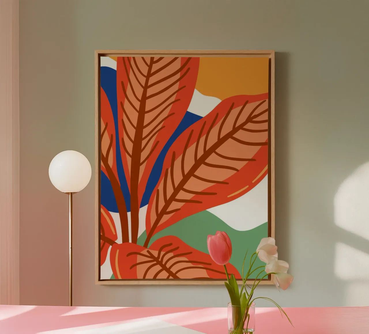 Abstract leaf pattern - Tropical elegance canvas with Floater frame by Whole©