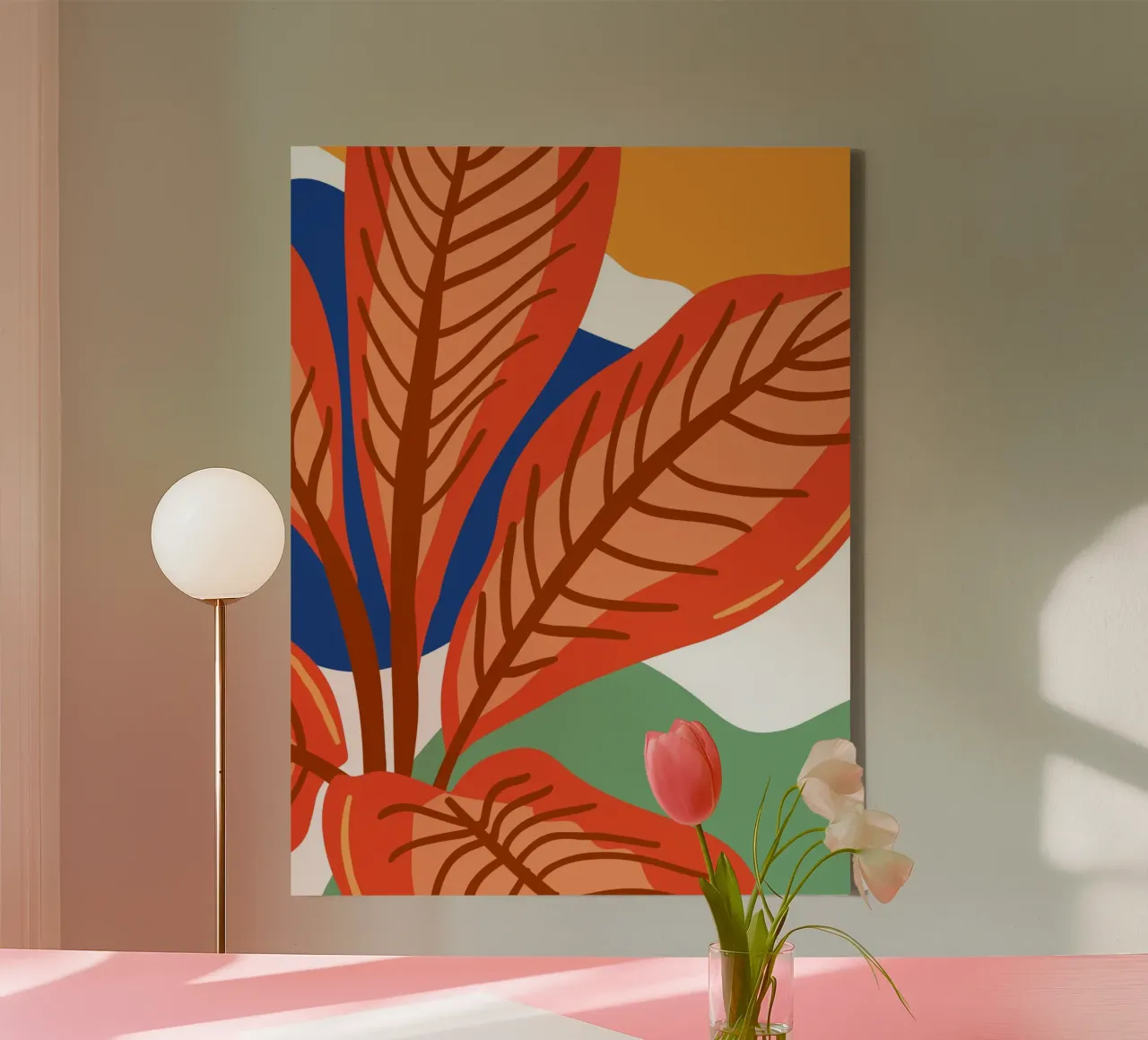 Abstract leaf pattern - Tropical elegance canvas with Floater frame by Whole©