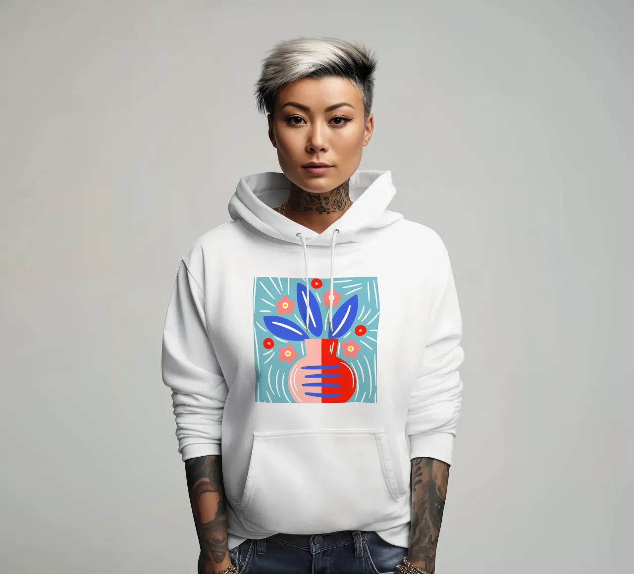 Fiori in vaso - Design grafico moderno felpa con cappuccio da Whole©