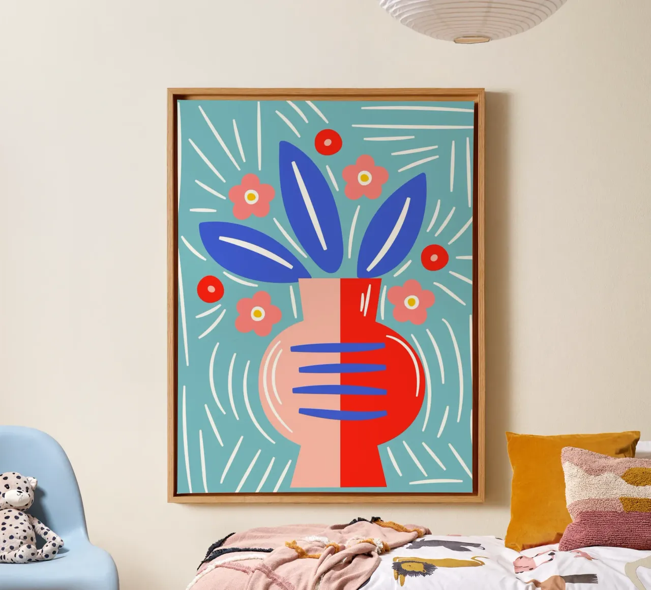 Fiori in vaso - Design grafico moderno tela con Cornice a cassetta da Whole©