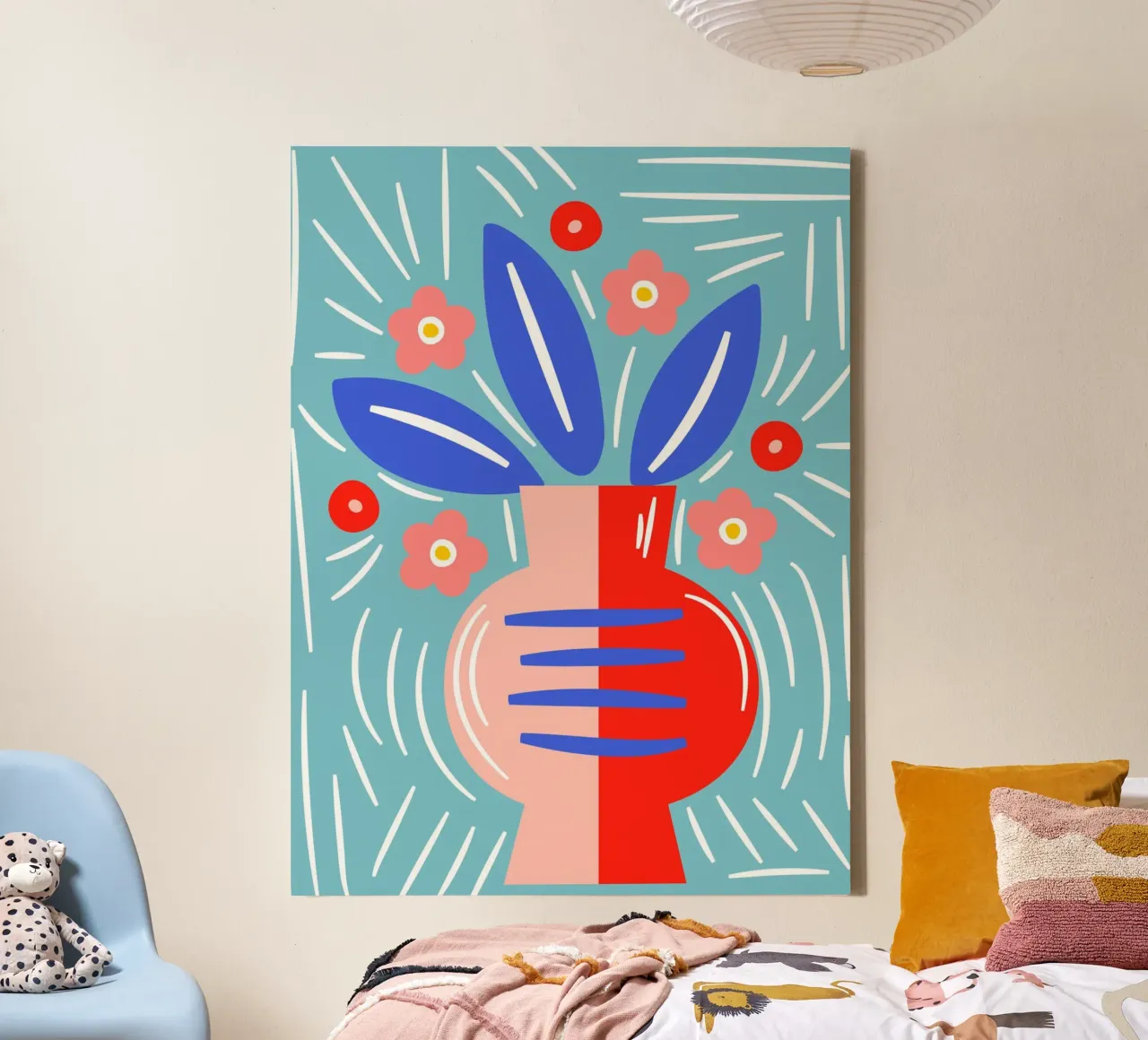 Fiori in vaso - Design grafico moderno tela con Cornice a cassetta da Whole©