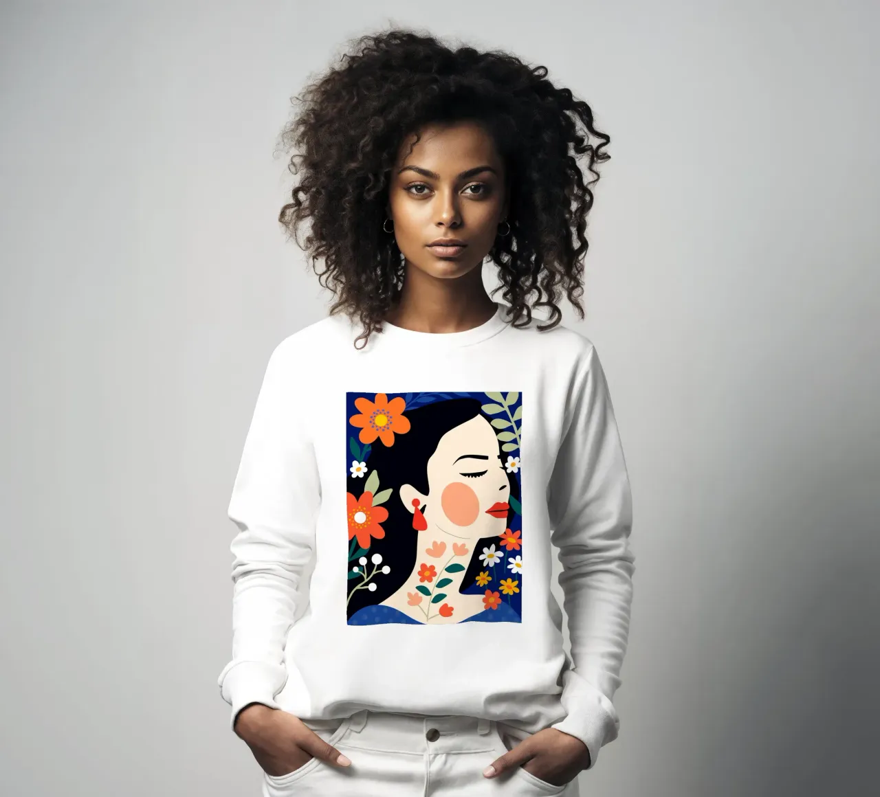 Florale Portraitkunst – Eleganz & Natur Sweatshirt von Whole©