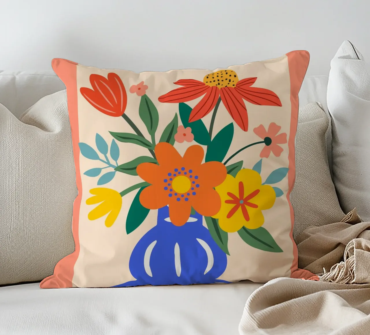 Fiori colorati in vaso - Moderno e allegro cuscino da Whole©