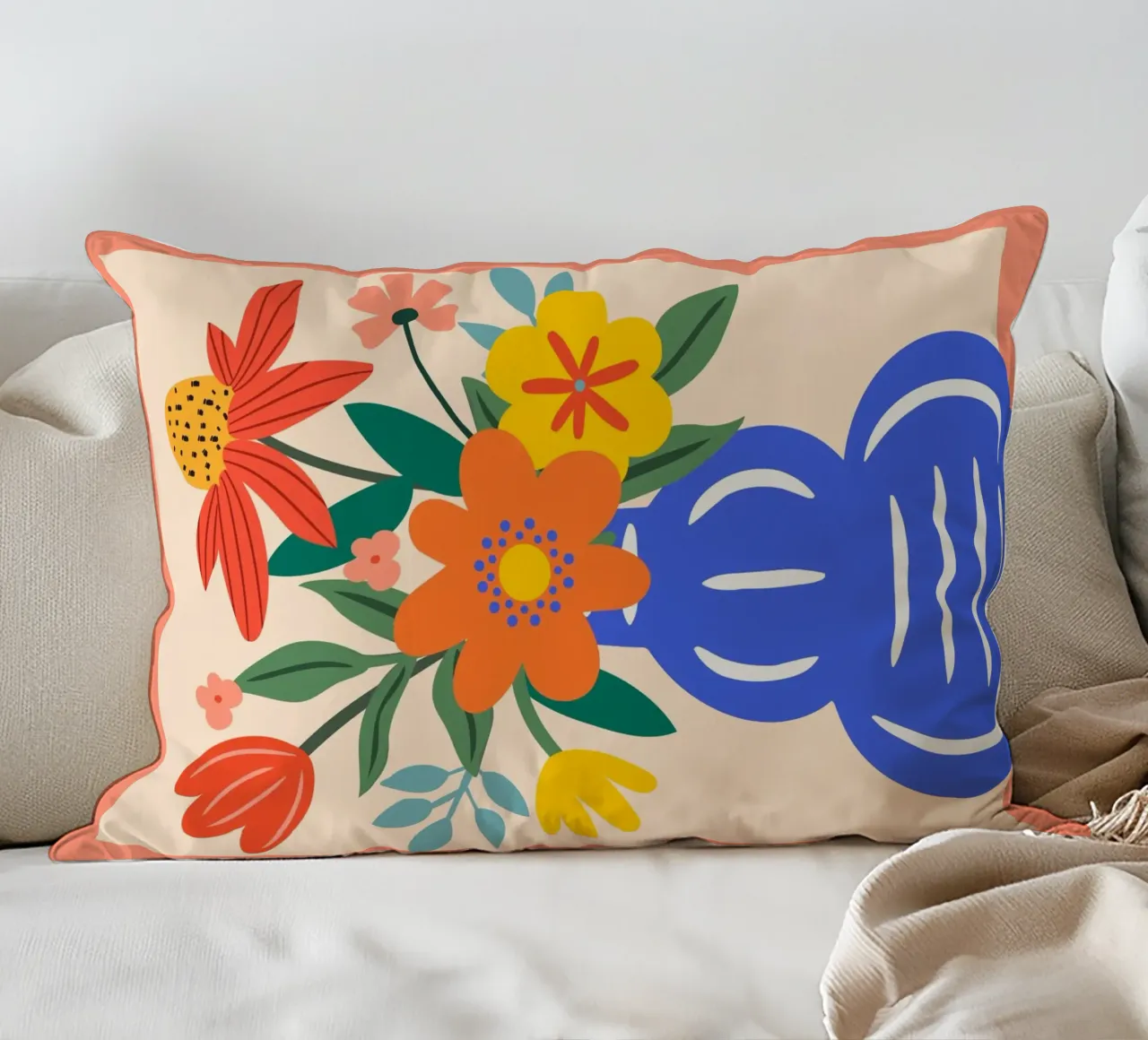 Fiori colorati in vaso - Moderno e allegro cuscino da Whole©
