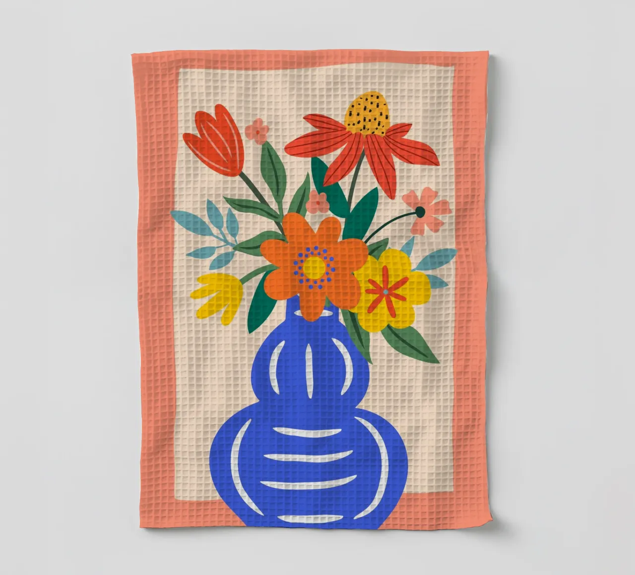 Fleurs multicolores dans un vase - Moderne & Joyeux torchon de Whole©