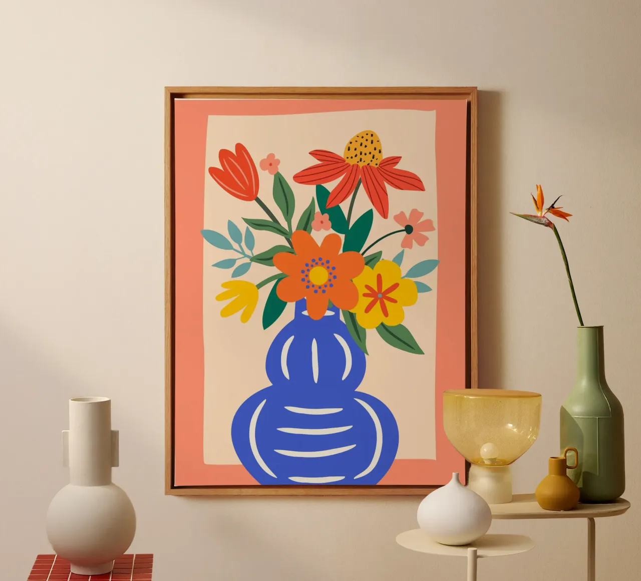 Bunte Blumen in Vase – Modern & Fröhlich Leinwand von Whole©