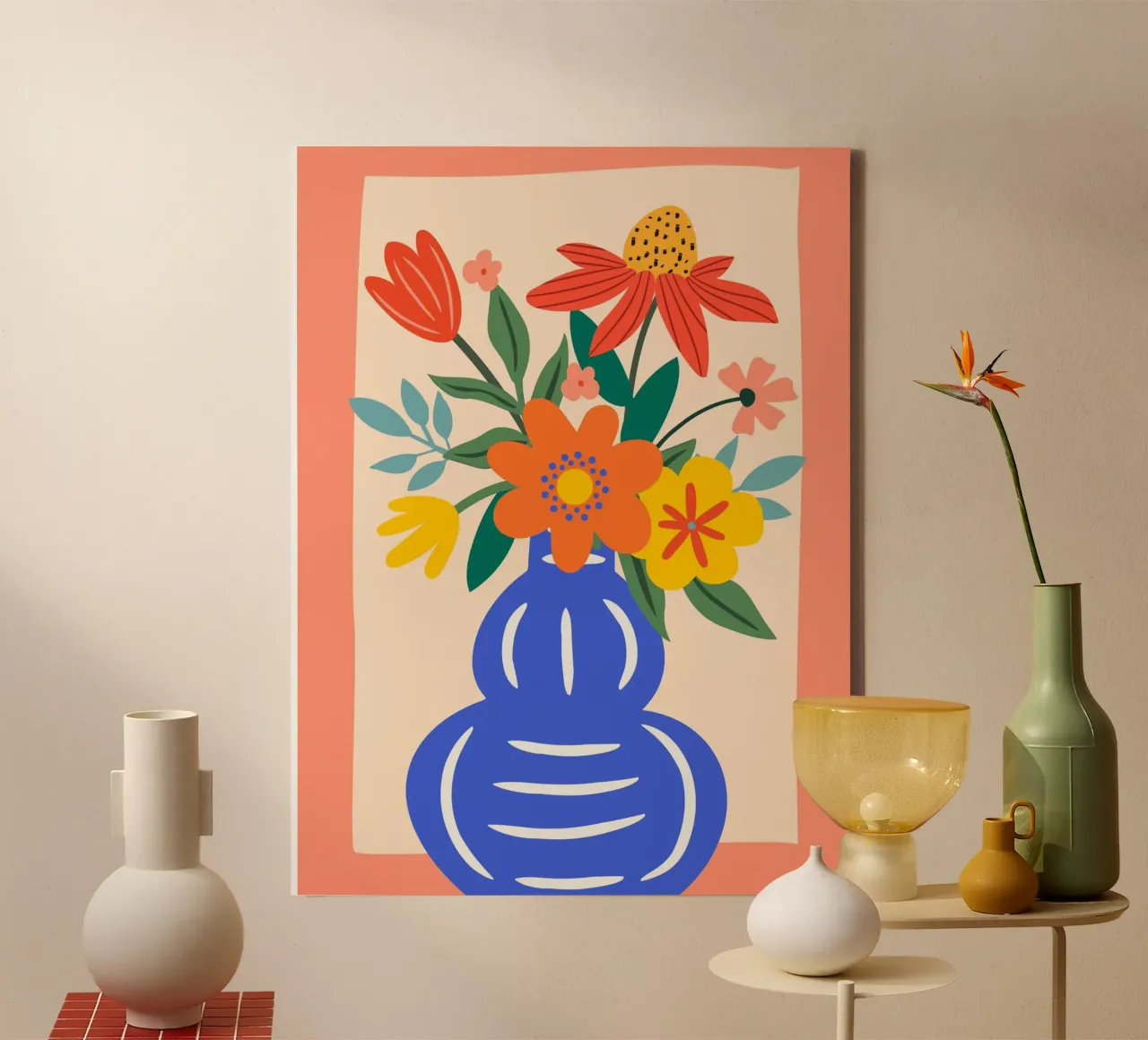 Bunte Blumen in Vase – Modern & Fröhlich Leinwand von Whole©