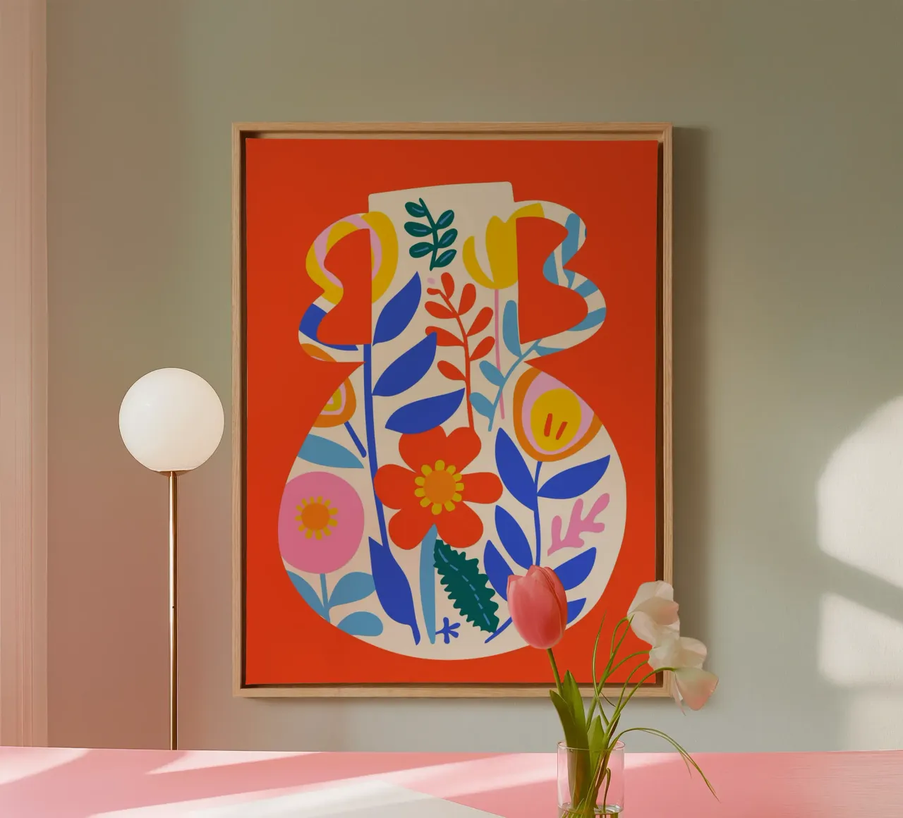 Vaso di fiori colorati - Moderno e colorato tela con Cornice a cassetta da Whole©