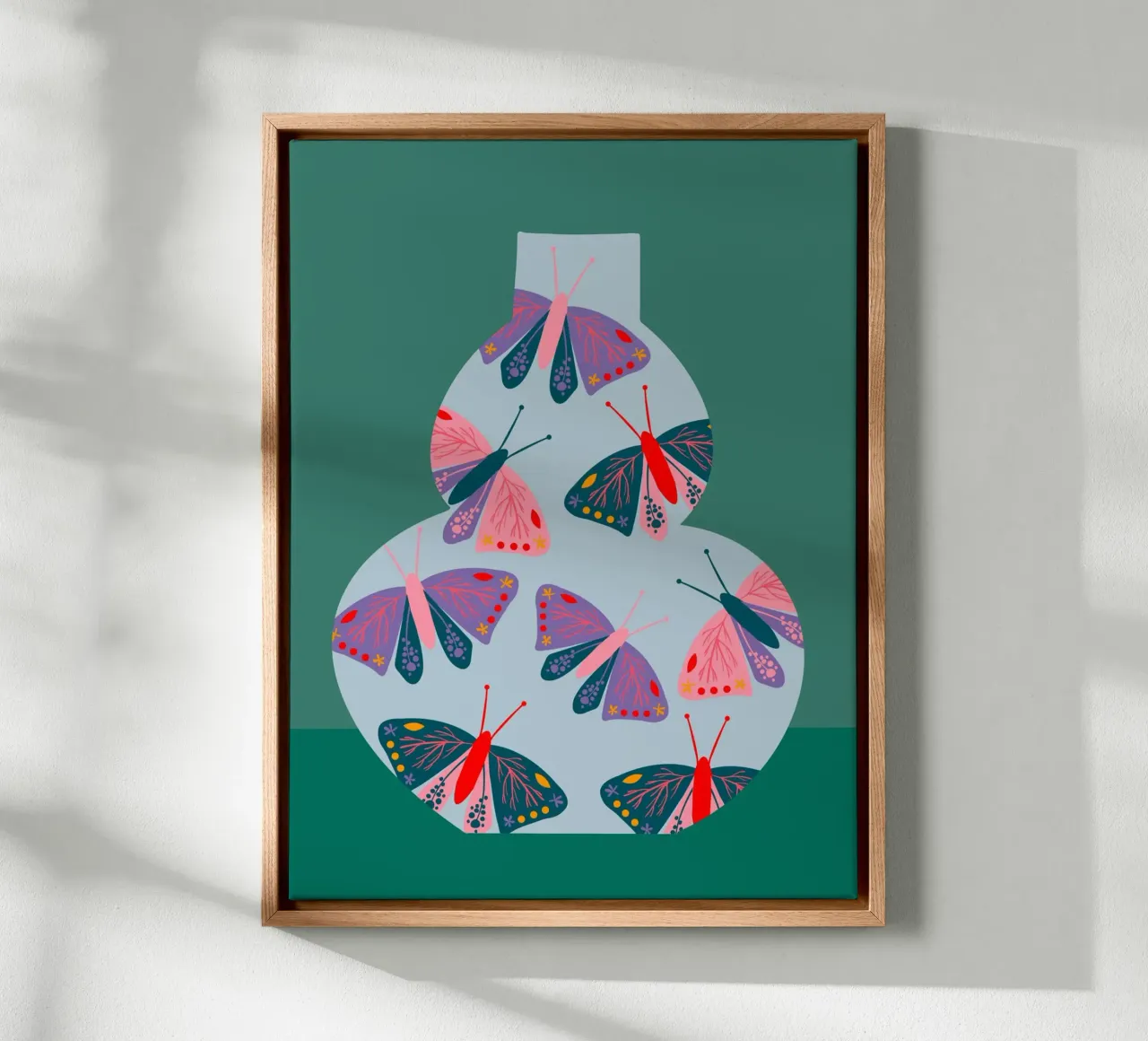 Vlindervaas - Speels & elegant canvas met Baklijst van Whole©
