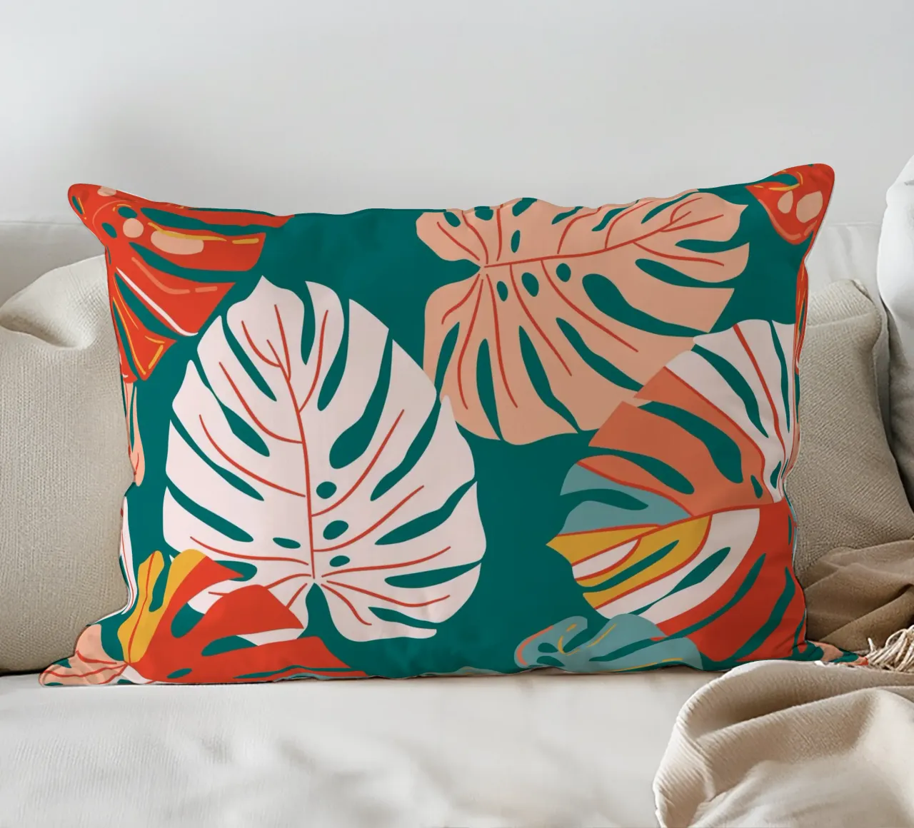 Foglie di Monstera - Tropicale e moderno cuscino da Whole©