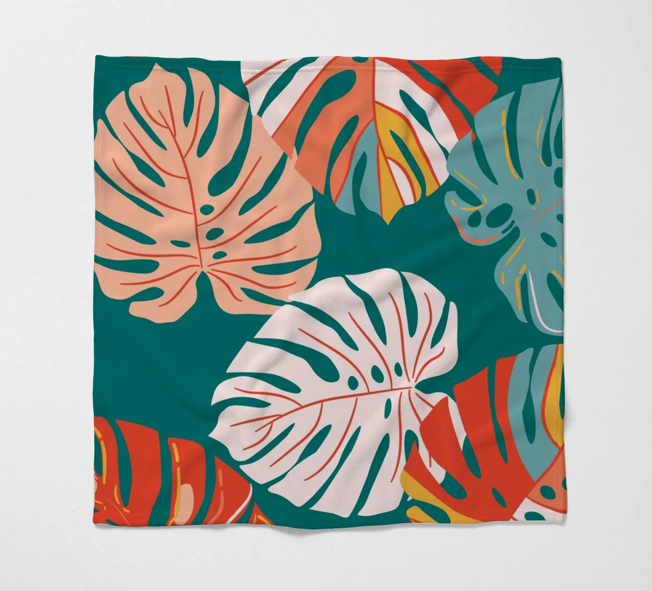 Monstera leaves - Tropical & Modern fleece blanket by Whole©