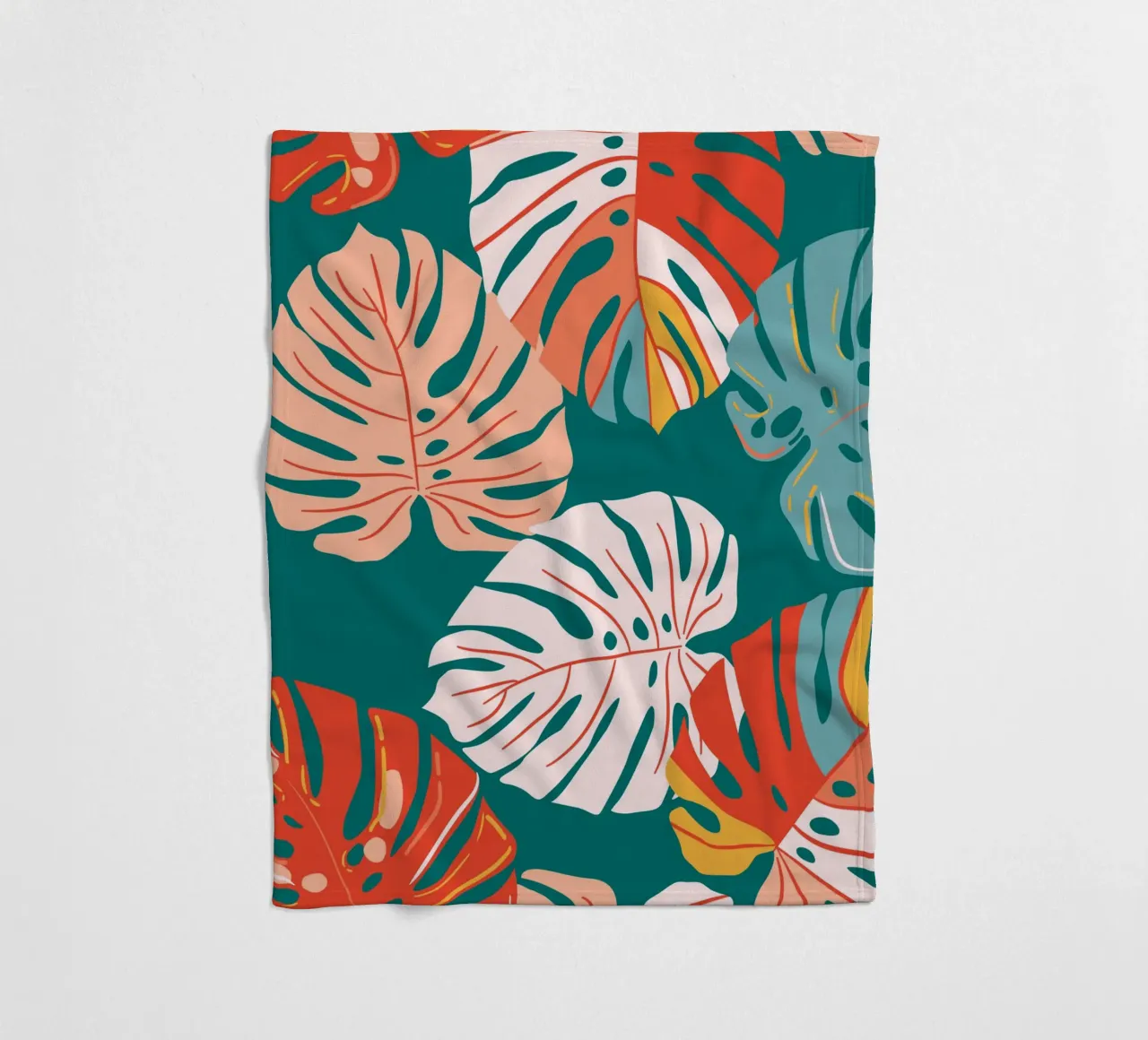 Monstera leaves - Tropical & Modern fleece blanket by Whole©