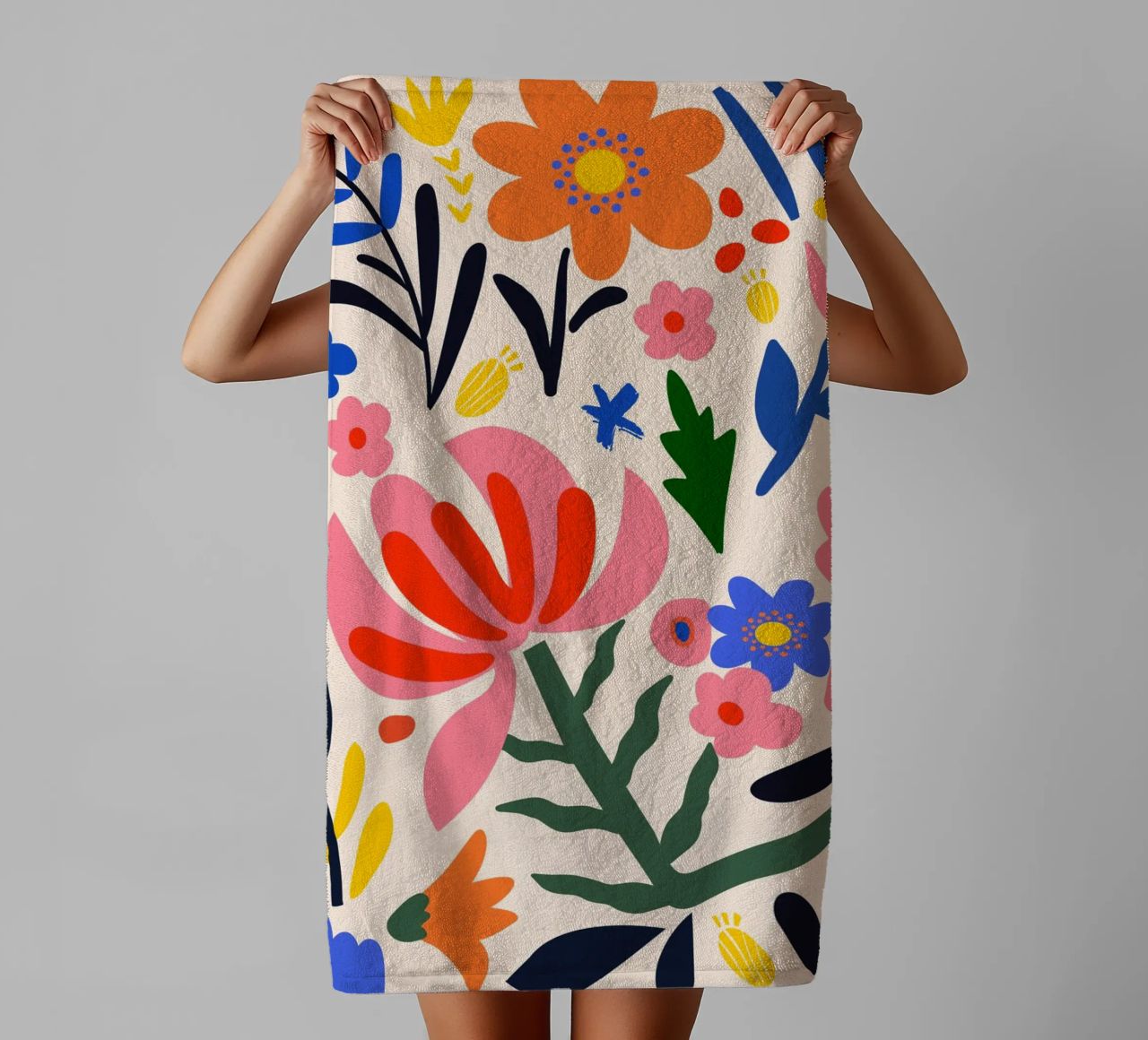 Fleurs abstraites - Coloré & Moderne serviette de bain de Whole©