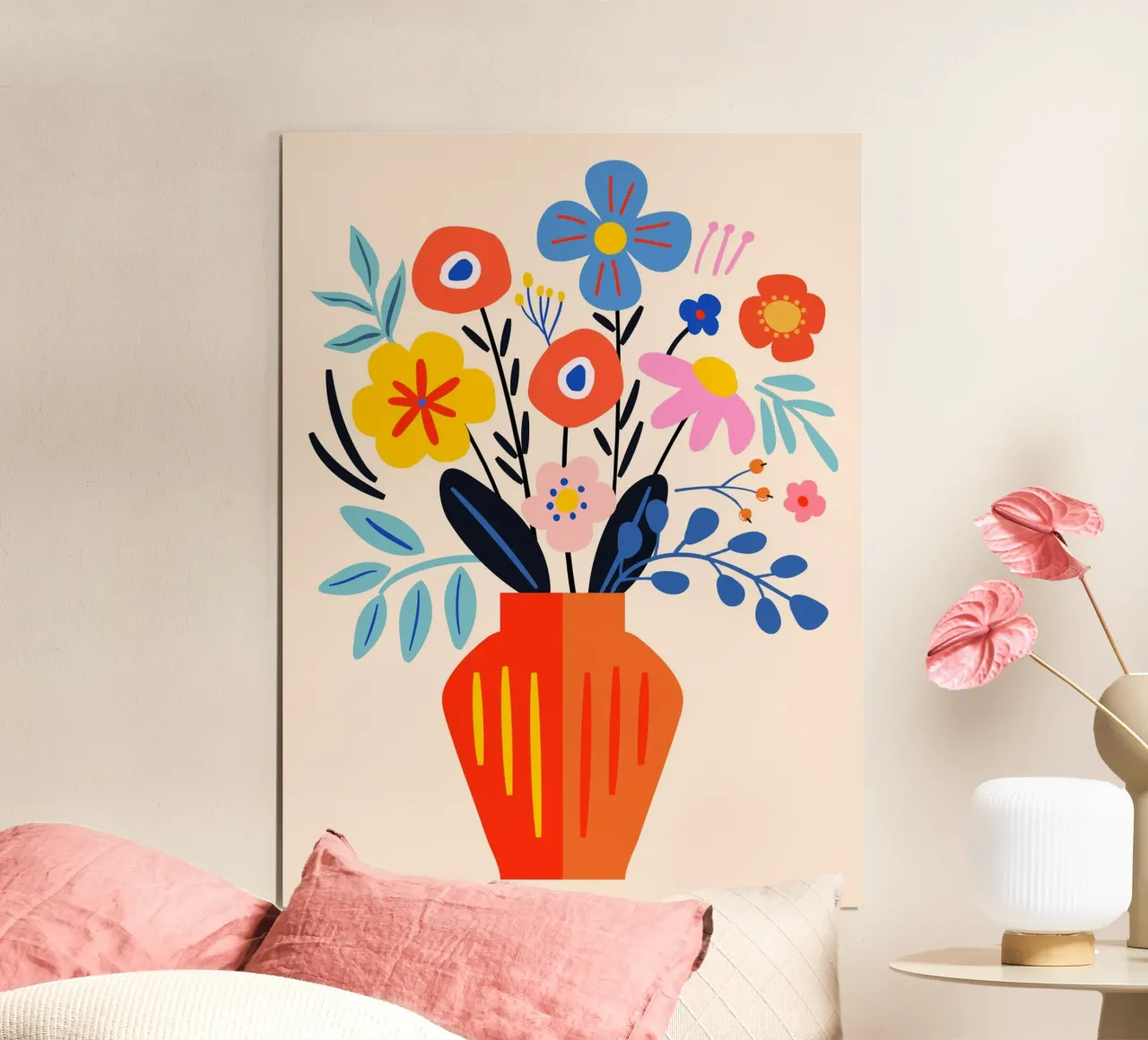 Bouquet de fleurs dans un vase - Moderne et coloré poster de Whole©