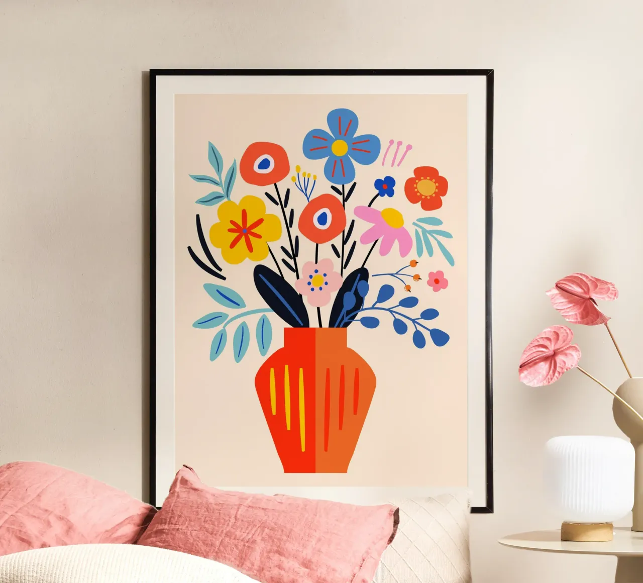 Bouquet de fleurs dans un vase - Moderne et coloré poster de Whole©