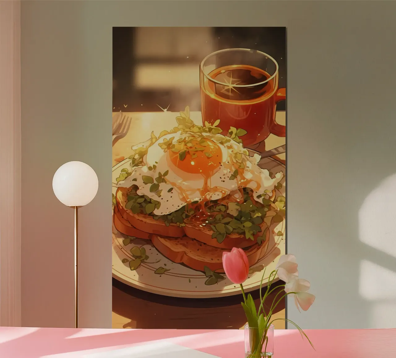 Colazione al caffè poster con telaio in legno da Manh beo