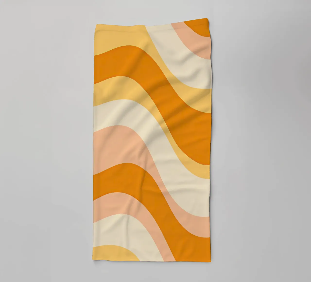 Abstract 70s peach and mustard pattern towel by Autofocus