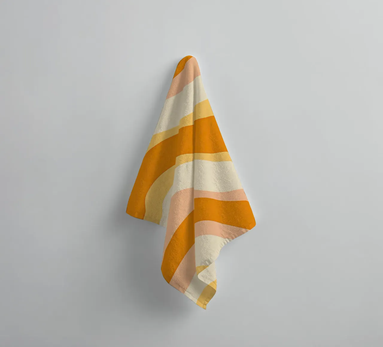 Abstract 70s peach and mustard pattern towel by Autofocus